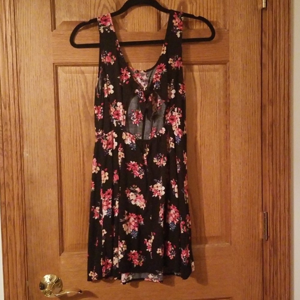 Forever 21 Dress Black with Pink Flowers - Picture 2 of 2